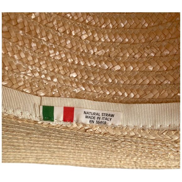 Vintage Straw Sun Hat Made in Italy Mint Condition Natural Nautical Maritime - Picture 7 of 11